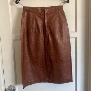 Real Leather Croc design vintage pencil skirt 4